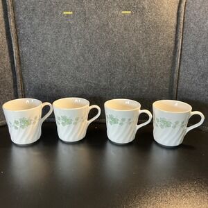 (Set of 4) Vintage Corelle Coordinates Callaway Ivy Swirl 8 oz Coffee Mugs